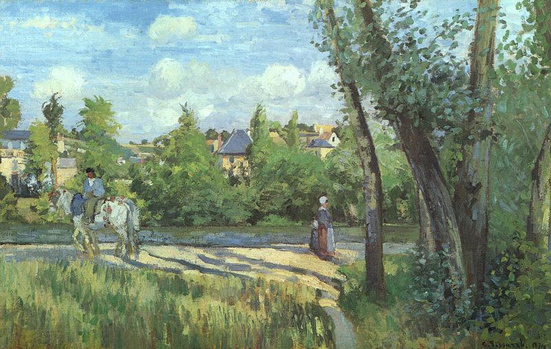 Camille Pissaro Sunlight on the Road, Pontoise Norge oil painting art